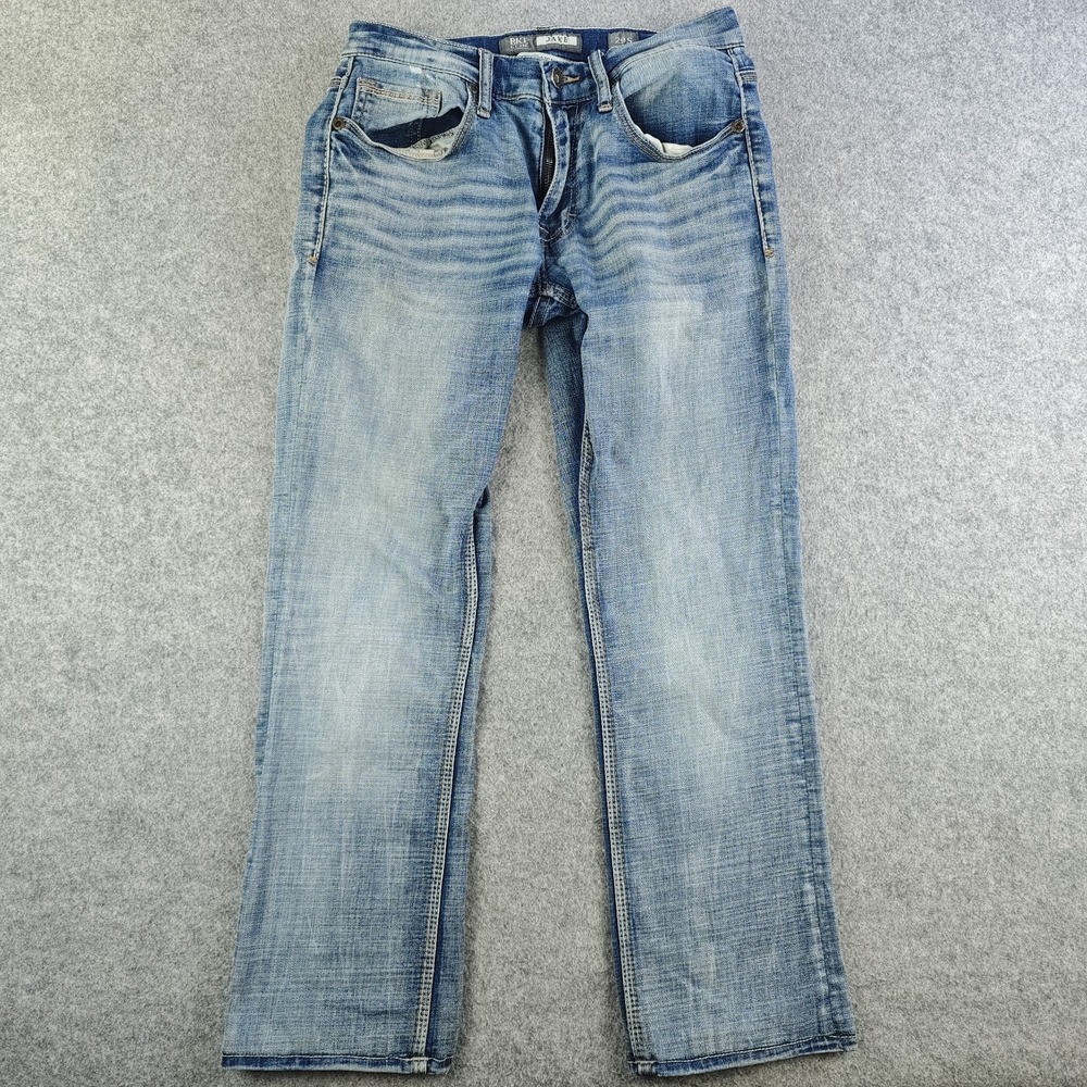 Bke Jake Straight Leg Jeans Mens 29x27 Blue Light Wash Denim Stretch
